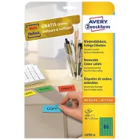 Avery Zweckform L4792-20 Etiquetas removibles A4 38,1 x 21,2 mm verdes (1300 etiquetas)
