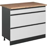 Vicco Mueble bajo de cocina R-Line Blanco/Antracita 100 cm encimera Roble dorado, Model 71568