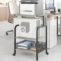 StarTech.com Soporte para impresora - Mesa rodante para impresora - 3 niveles - Estante ajustable - Estructura de metal - Con ruedas - Gris claro