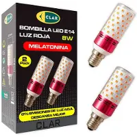 Clar IluminaciÓn Ampolleta tubular roja E14, luz roja, efecto anti-melatonina - Iluminación clara