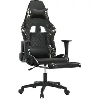 vidaXL Silla de juego de con reposapiés, color negro y camuflaje, tapizada en cuero sintético