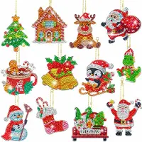 OEM 12 adornos navideños para pintura con diamantes, con efecto brillante 3D, ideales para calendarios de adviento