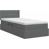 vidaXL Cama con almacenamiento y colchón, color gris oscuro, 90 x 200 cm, tapizada en terciopelo