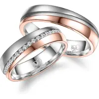 MARRYA Anillo 'ES-33 Ehering aus Edelstahl - Silberfarben & Rosé' oro rosa
