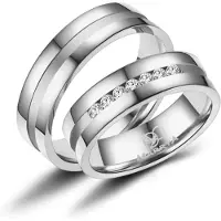 MARRYA Anillo 'ES-08 Ehering aus Edelstahl - Silberfarben' gris plateado