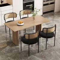 Kein Hersteller Silla de comedor de mimbre, juego de 6 unidades, diseño moderno y sencillo, con cuatro patas de metal. Silla de estilo informal, ideal para el salón o el dormitorio. Color: