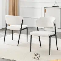 Kein Hersteller Conjunto de dos sillas de comedor modernas con estructura de metal, asiento y respaldo acolchados – Estilo moderno y estable en color blanco