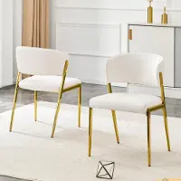 Kein Hersteller Juego de 2 sillas de comedor modernas, tapizadas con estructura de metal, respaldo ergonómico, asiento de cuero sintético, ideales para comedor, sala de estar o cocina. Solo la silla, color blanco