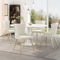 Kein Hersteller Silla de comedor de terciopelo, juego de 2, sillón de lujo para sala de estar o dormitorio, con cuatro patas metálicas doradas, color beige. [Código de producto antiguo: N634P184684A] Beige y dorado