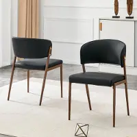 Kein Hersteller Juego de 2 sillas de comedor modernas, tapizadas con estructura de metal, respaldo ergonómico, asiento de cuero sintético, ideales para comedor, sala de estar o cocina. Solo la silla, color