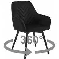Kendra Home Silla giratoria Nana360 de terciopelo negro con patas de metal