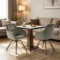 Kein Hersteller Sillas de recepción, sillas de cocina anchas, sillas de comedor giratorias, sillas de cocina con respaldo acolchado (solo 2 sillas), color gris oscuro