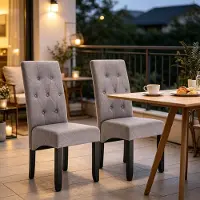 Kein Hersteller Sillas para el salón, taburetes para la cocina, sillas de comedor, sillas de recepción, sillas de tocador para el dormitorio con respaldo alto (solo 2 sillas). Color: gris claro
