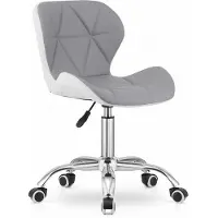 Kendra Home Silla de oficina giratoria Avola en polipiel gris y blanco