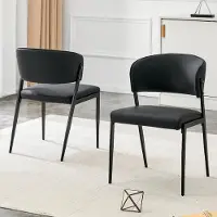 Kein Hersteller Juego de 2 sillas de comedor modernas, tapizadas con estructura de metal, respaldo ergonómico, asiento de cuero sintético, ideales para comedor, sala de estar o cocina. Solo la silla, color