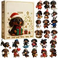 Merkloos Calendario de adviento con 24 figuras de dachshund para Navidad