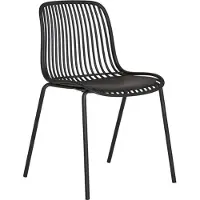 Kendra Home Set de 4 sillas de comedor apilables Branson de polipropileno negro con patas de acero