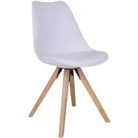 Kendra Home Set de 2 sillas de comedor Bergen en polipiel blanca con patas de madera natural