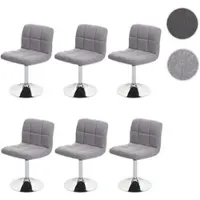 Mendler Juego de 6 sillas de comedor Kavala, sillas para cocina, tapizadas en tela, con estructura de cromo, giratorias y con certificación , color gris claro