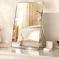 Merkloos Omgoods - Espejo de maquillaje de pie con base - Perfecto para el baño y el dormitorio