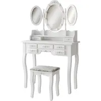 Vicco Tocador Diana Blanco 90 cm con espejo, iluminación LED y taburete, Model 47232
