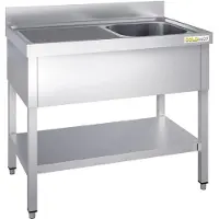 GOLDINOX Fregadero de acero inoxidable de 1000x700 mm con 1 cuba a la derecha y escurridor a la izquierda, calidad PREMIUM -