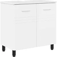 Merkloos Mueble de lavabo blanco brillante para baño, 60 x 35 x 60 cm