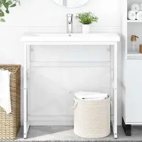 Merkloos Soporte para lavabo, color blanco, fabricado en hierro con recubrimiento en polvo