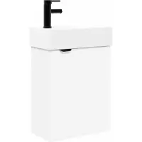 Merkloos Lavabo de cerámica con grifo, color blanco