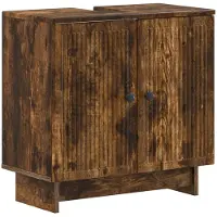 Merkloos Mueble de lavabo para baño con acabado en roble ahumado