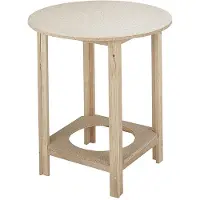 OEM Mesa redonda de cristal con estructura de madera, 70x75 cm, sin tratar