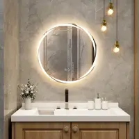OEM Espejo de baño LED, ovalado, de 60 cm, con regulador de intensidad, interruptor táctil y función anti-vaho