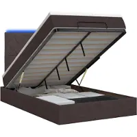 Syfax Cama otomana con colchón y luces LED, color marrón oscuro, 120 x 200 cm