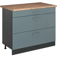 Vicco Mueble bajo de cocina R-Line Gris azulado/Antracita 100 cm encimera Roble dorado, Model 71584