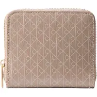 Calvin Klein Cartera 'Coated Emblem Print Zip-around' beige / negro