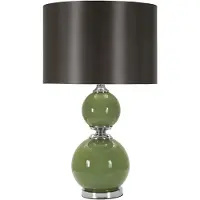 Mauro Ferretti Lámpara de mesa de vidrio, metal y terciopelo, 38x65 cm, verde y negro, colección Eva Zwei