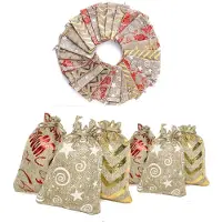 OEM 24/25 pequeñas bolsas de algodón con cordón, ideales para regalos, también aptas para calendarios de adviento