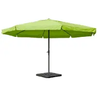 Mendler Sombrilla Meran Pro, parasol para hostelería con volantes, diámetro 5 metros, estructura de poliéster/aluminio, 28 kg, color verde, con soporte