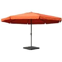 Mendler Sombrilla Meran Pro, sombrilla para exteriores de uso profesional, con volantes, diámetro 5 metros, estructura de poliéster/aluminio, peso 28 kg, color terracota, incluye base