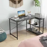 Selius Escritorio en forma de L de 120x88 cm - Mesa para ordenador con estante, para colocar a la derecha o a la izquierda - Ideal para espacios pequeños