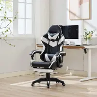 Selius Silla de oficina - Silla ergonómica para videojuegos con rotación de 360 grados, reposapiés y soporte lumbar