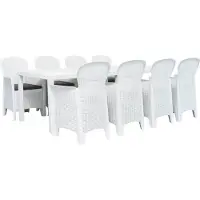 Selius Conjunto de bistro para 9 personas: 1 mesa y 8 sillas, con aspecto de ratán de plástico resistente