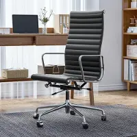Selius Silla de oficina - Silla de trabajo - Silla para escritorio - Silla ergonómica - Silla con cuero genuino - Estructura de aluminio