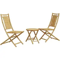 Selius Juego de mesa plegable de bambú, de 3 piezas, para 2 personas, ligero