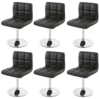 Generique 6 sillas giratorias para comedor, modelo Kavala, tapizadas en cuero sintético, con estructura cromada, color gris