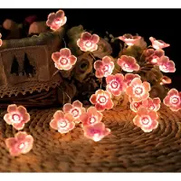 OEM Guirnalda de luces con forma de flores de cerezo, 2 metros, 20 LEDs, funciona con pilas, color rosa cálido
