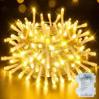 OEM Cadena de luces con 100 LEDs, 10 metros de longitud, luz blanca cálida, funciona con batería, grado de protección IP44