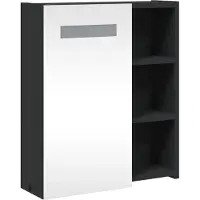 Syfax Mueble de baño con espejo y luz LED negro 45x13x52 cm