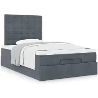 Syfax Estructura de cama otomana colchones terciopelo gris oscuro