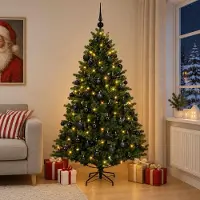 Syfax Árbol de Navidad Artificial con Adorno 180 cm 300 LED